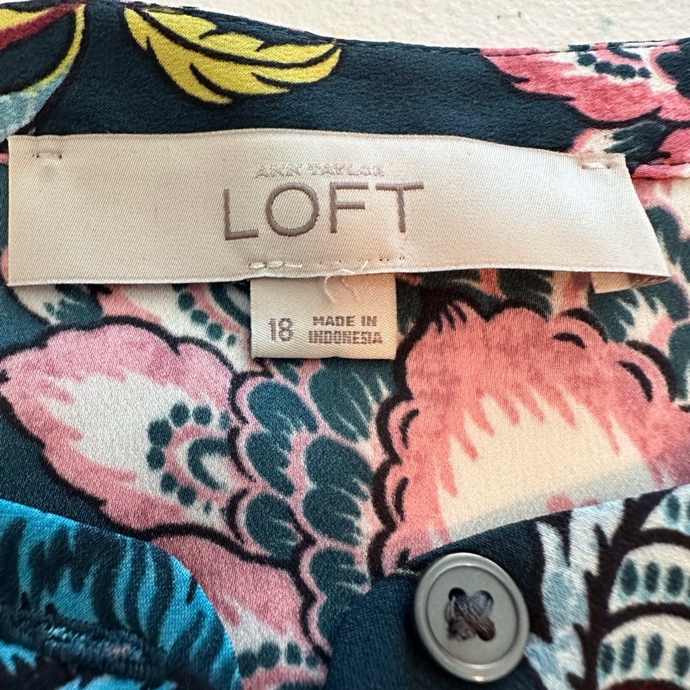 The loft green floral long sleeve dress size 18 - Picture 5 of 12